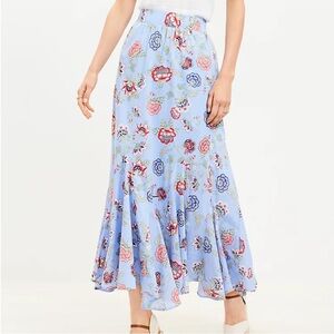 LOFT Petite Floral Godet Midi Skirt